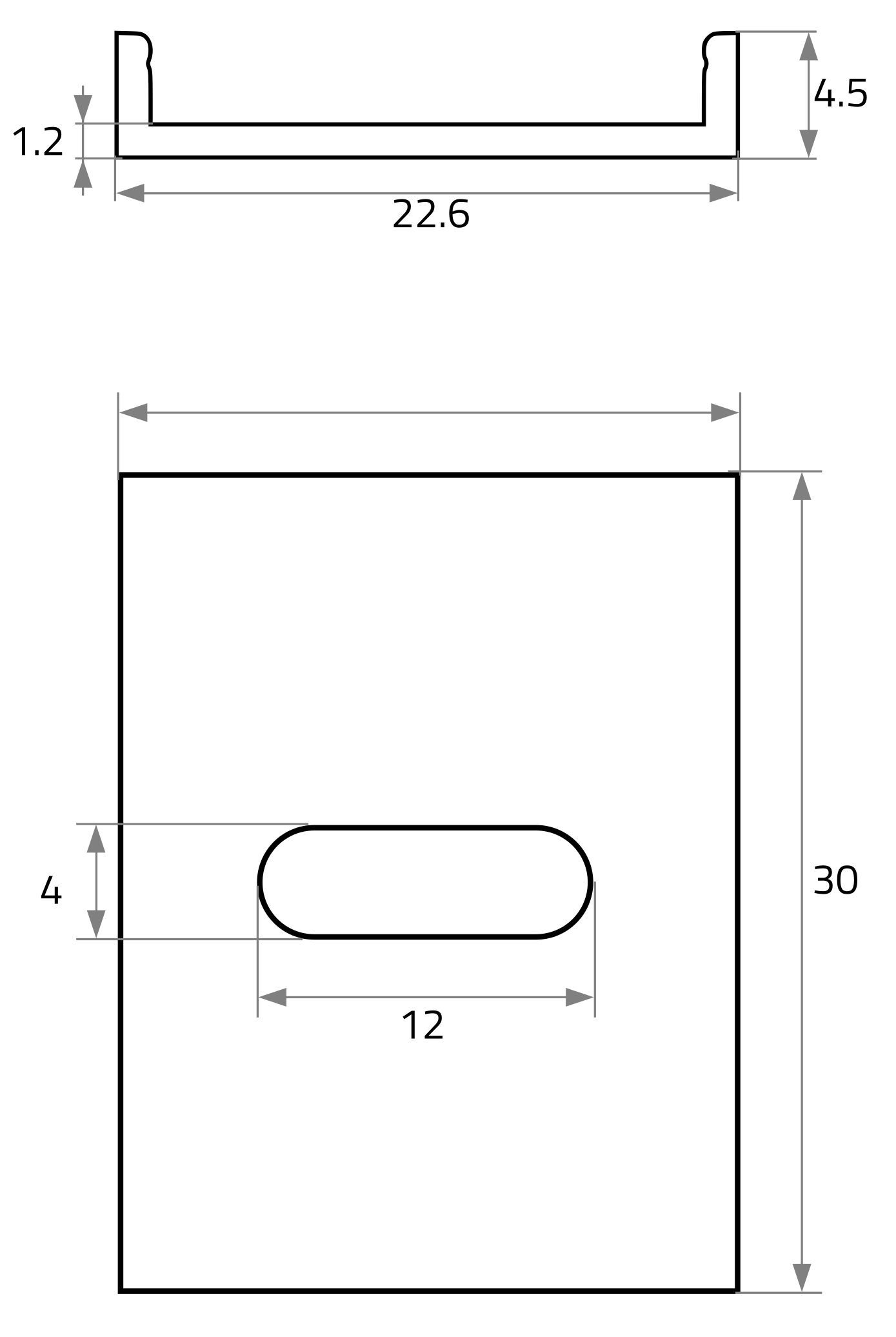 Montageklammer alu L30mm B22,5mm H4,5mm