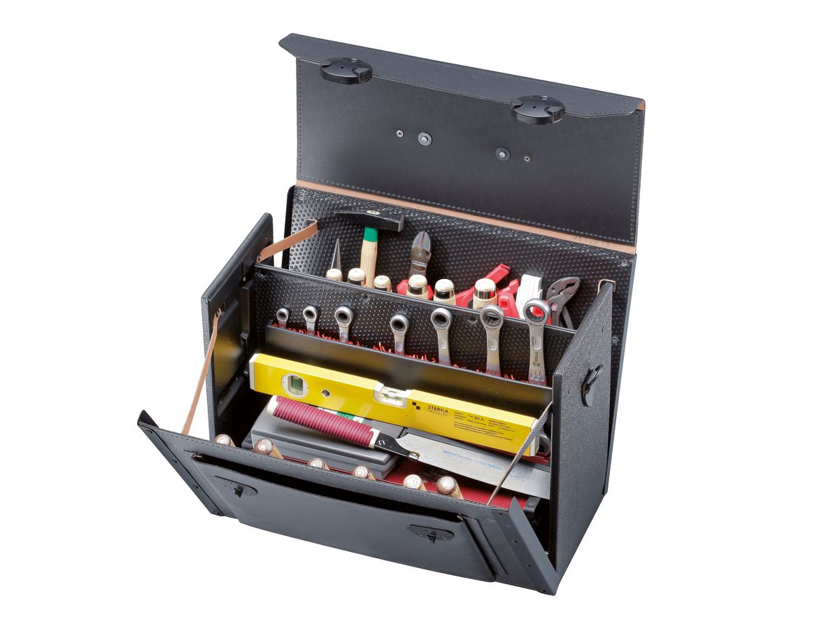 Werkzeugtasche leer Leder/Metall 460x340x210mm