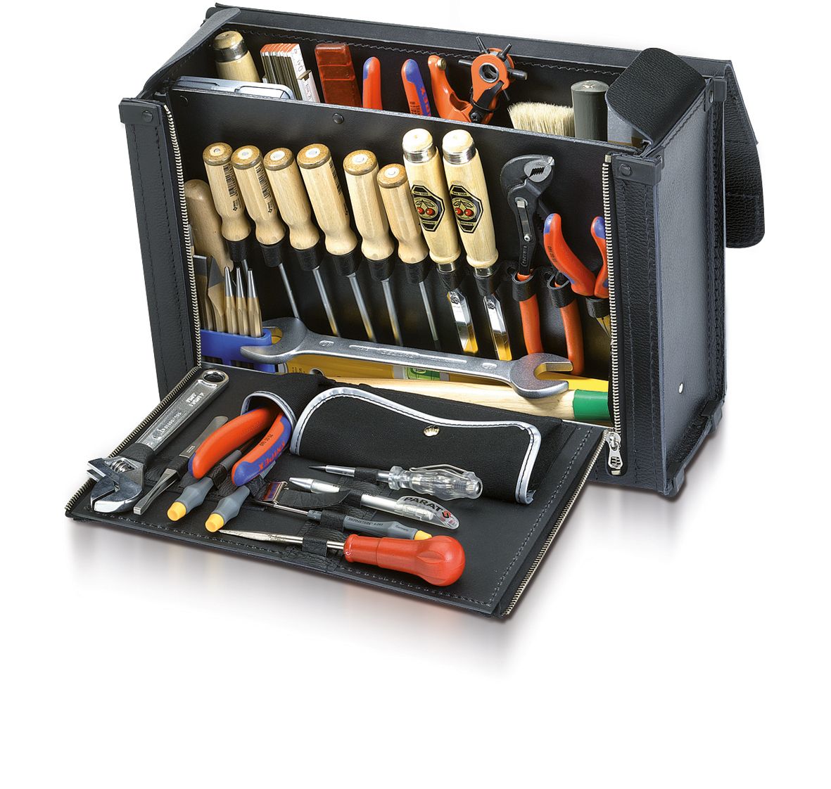 Werkzeugtasche leer Leder/Metall 400x280x140mm
