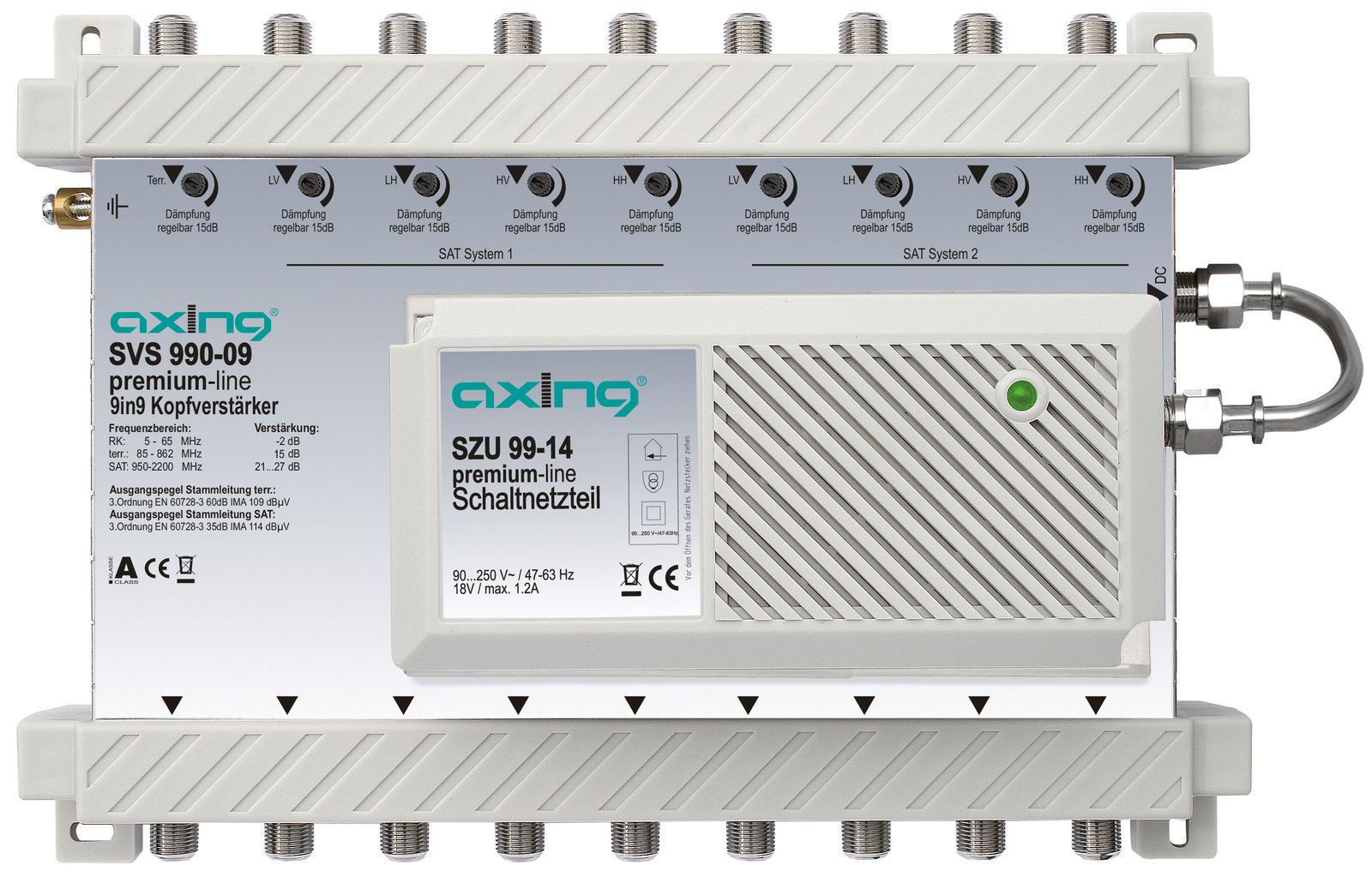 Basisgerät Multiswitch 9f 27dB NTeingeb Rückkanal Pegelsteller