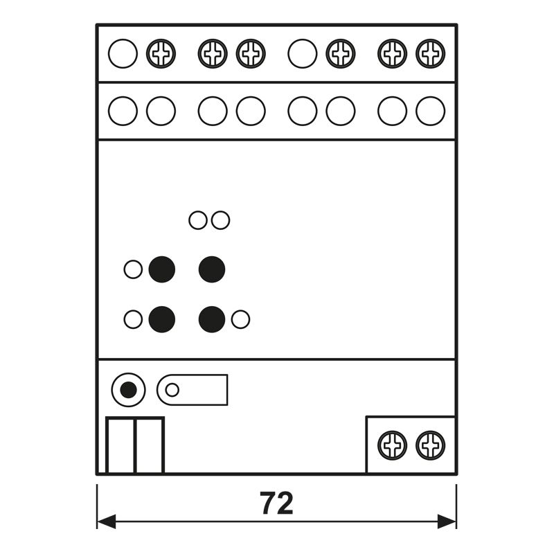 Dimmaktor KNX 20-300W REG 4TE 2Ausg uni Vor Ort-/Handbedienung