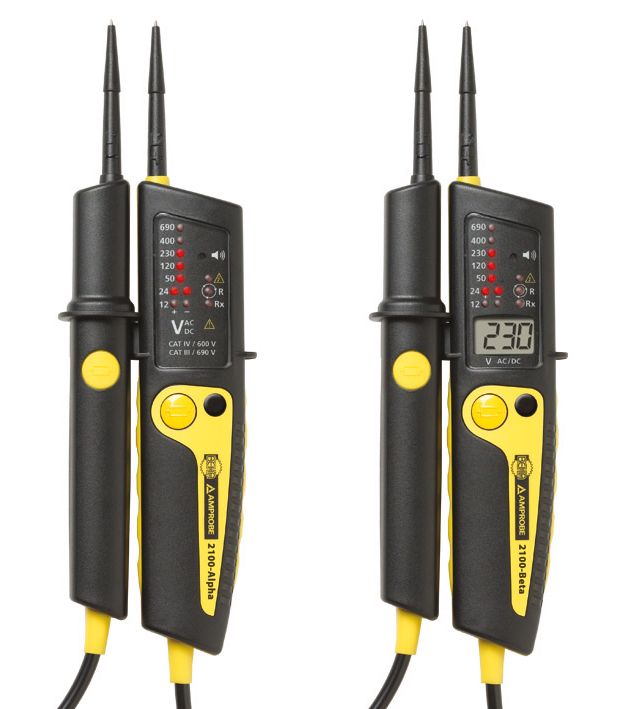 Spannungsprüfer 2p CAT.IV 12-690V LED Drehfeldrichtungsanzeige Batt opt/akust