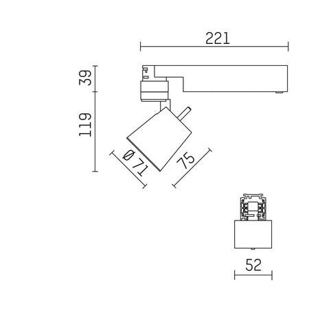 LED-Schienenstrahler 10W gin.o 1 3000K 710lm Konv 1LED Alu IP20 sw mt 3Ph