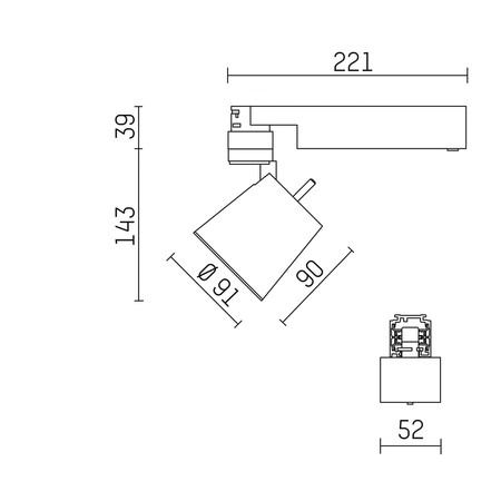 LED-Schienenstrahler 14W gin.o 2 3000K 1060lm Konv 1LED Alu IP20 si mt 3Ph