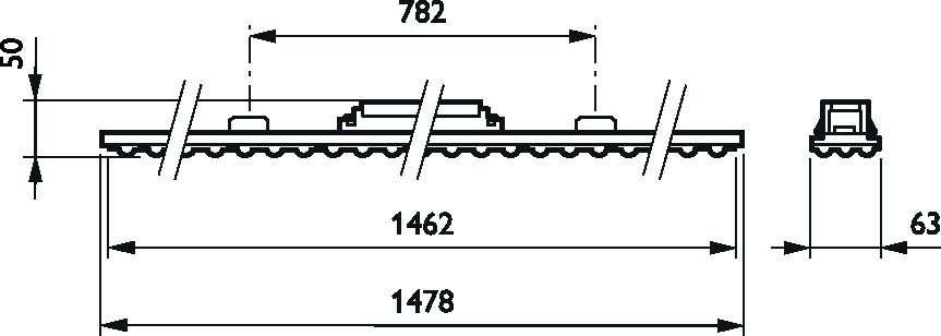LED-Geräteträger 27W Maxos 3000K 4000lm 1LED elektr.Trafo IP20 ws 63x1478x50mm
