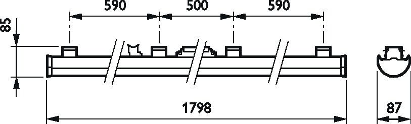 LED-Geräteträger 67W MaxosPerformer 1LED 4000K 9000lm elektr.Trafo IP40 ws