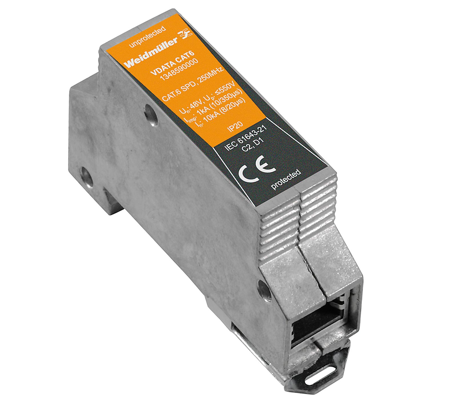 Ableiter Typ3 48VAC 60VDC 1A TS35 RJ45 550Va-a Hutschiene TH35