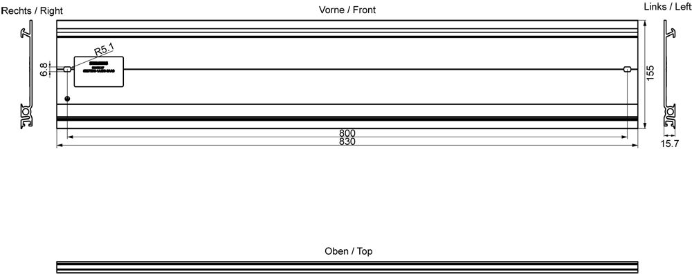 Tragschiene Alu g/vz L830mm Sonderprof