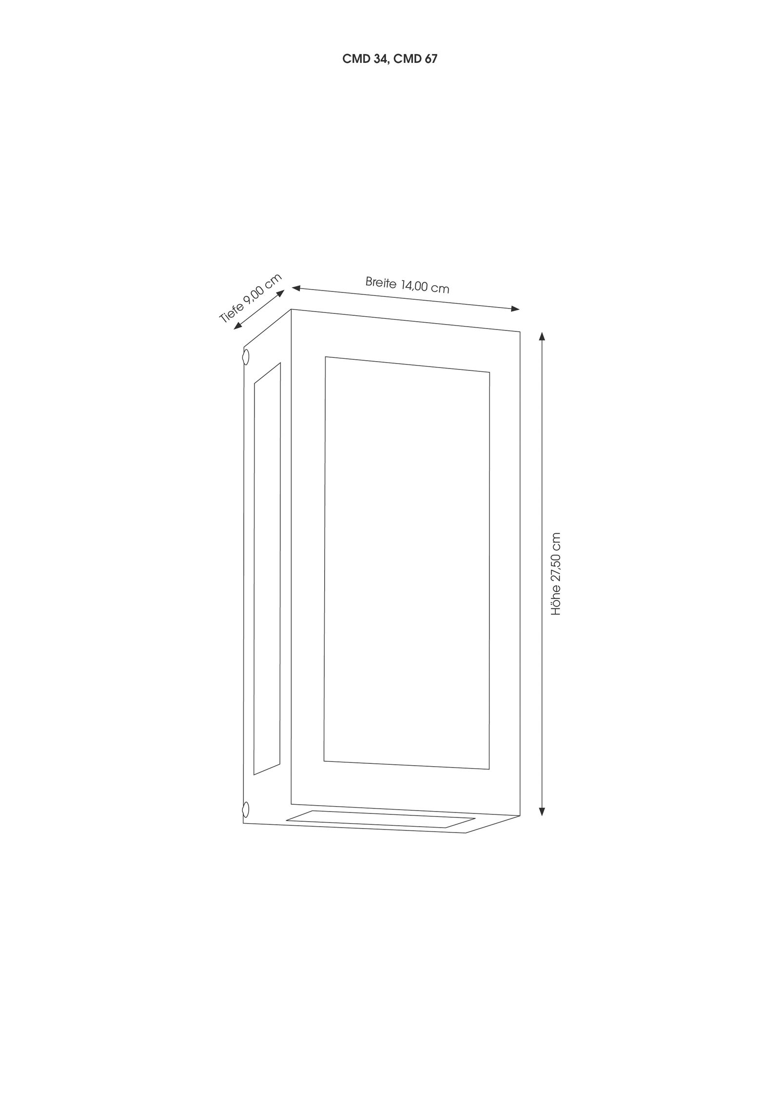 Wandanbauleuchte AquaRain 75W HV edst IP44 E27 BWM 90x140x280mm