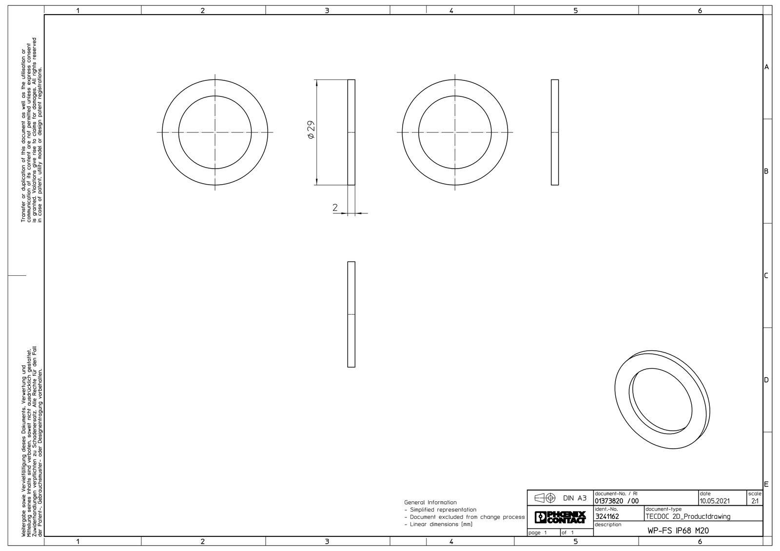 Dichtring Kst M20 1,6mm 1Durchf