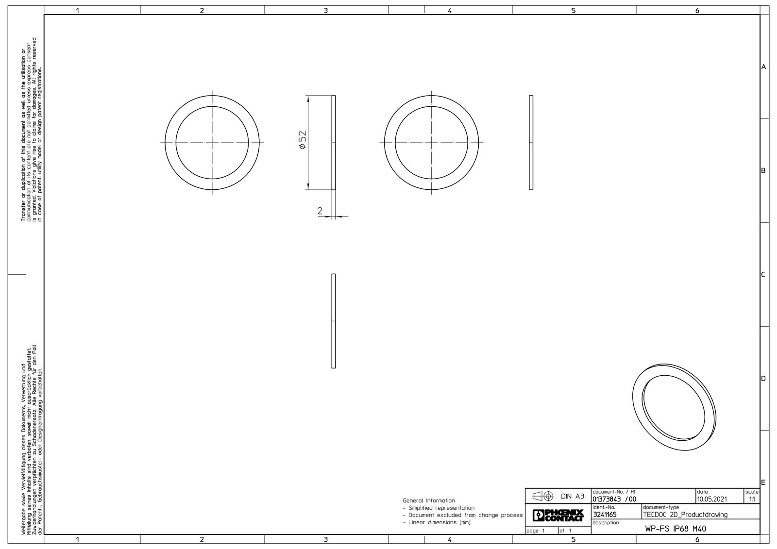 Dichtring Kst M40 1,6mm 1Durchf