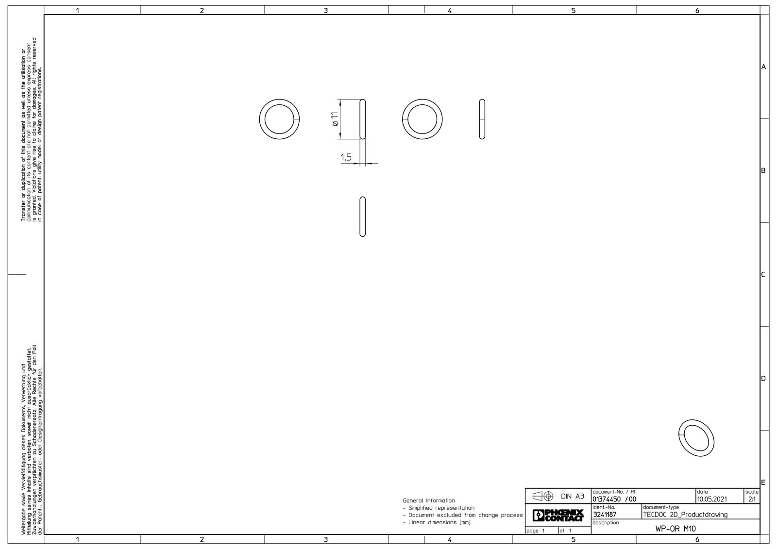 Dichtring Kst M10 1,5mm 1Durchf