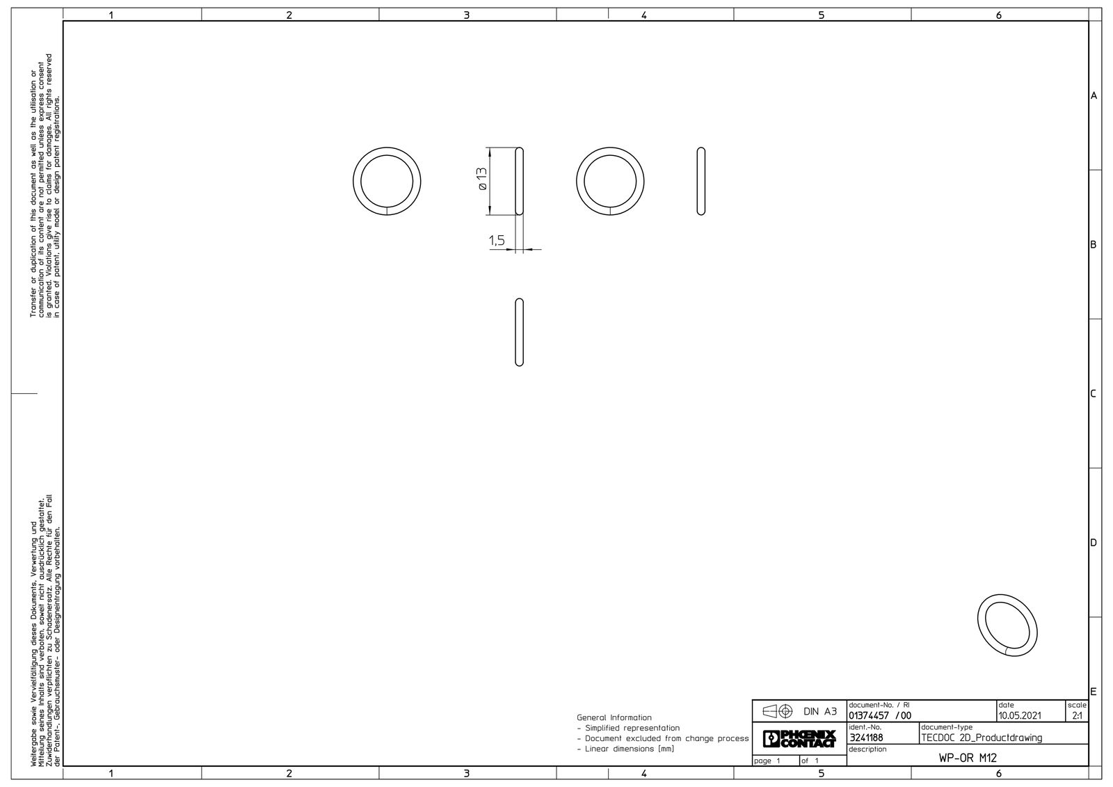 Dichtring Kst M12 1,5mm 1Durchf