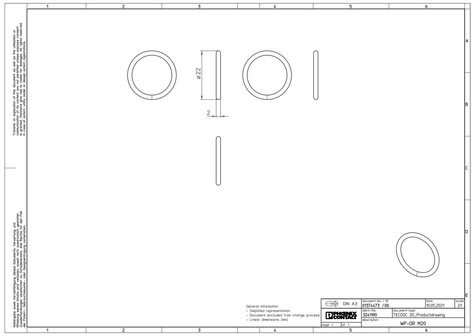 Dichtring Kst M20 1,5mm 1Durchf