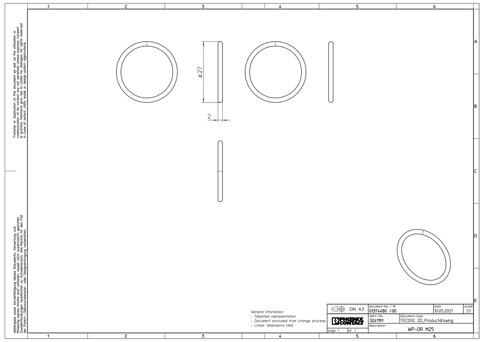 Dichtring Kst M25 1,5mm 1Durchf