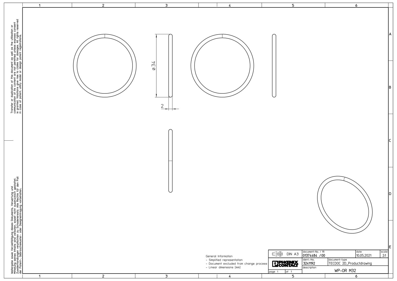 Dichtring Kst M32 1,5mm 1Durchf
