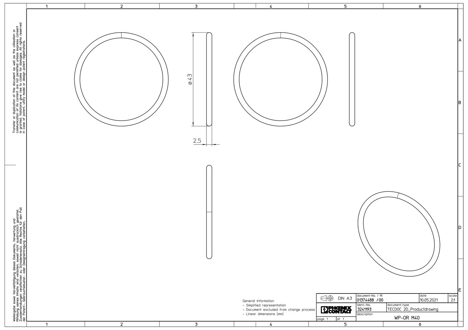 Dichtring Kst M40 1,5mm 1Durchf