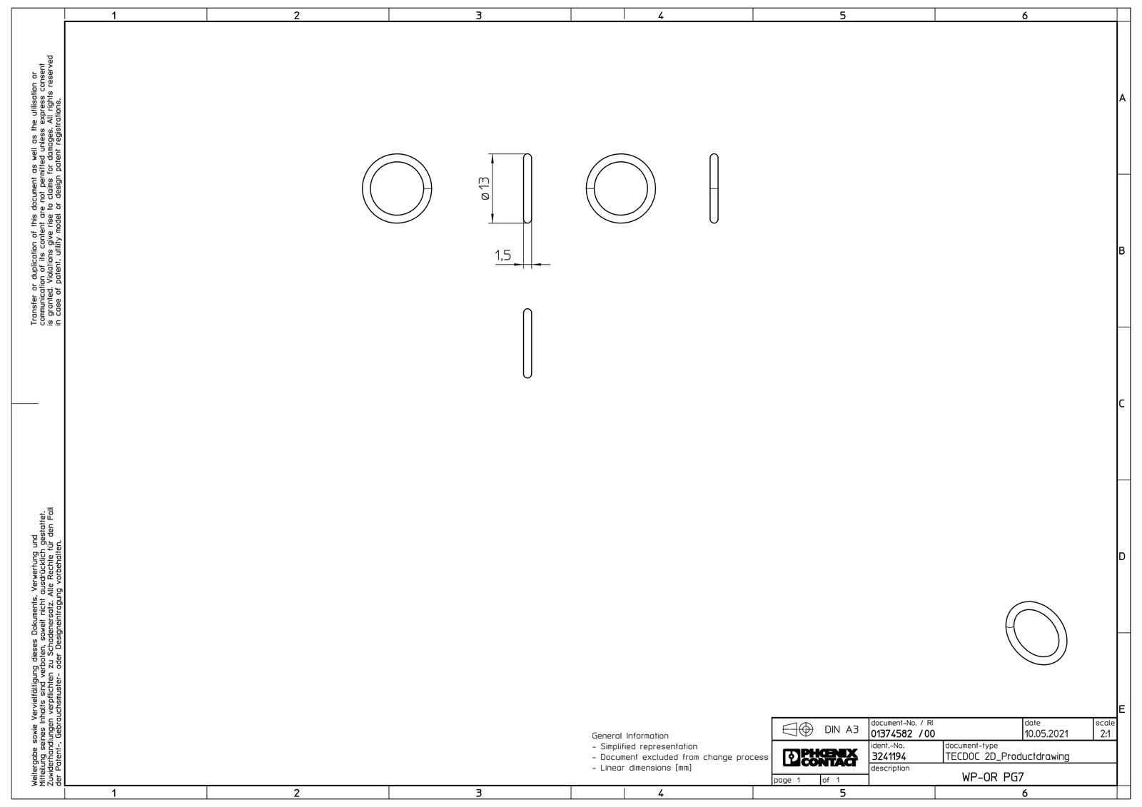 Dichtring Kst PG7 1,5mm 1Durchf