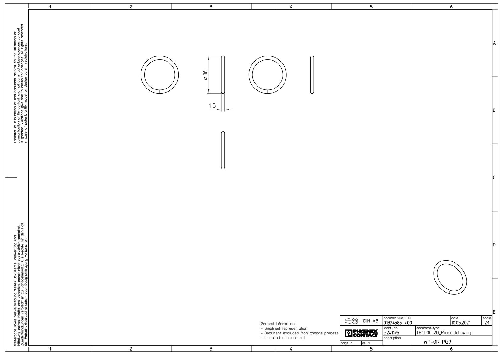 Dichtring Kst PG9 1,5mm 1Durchf