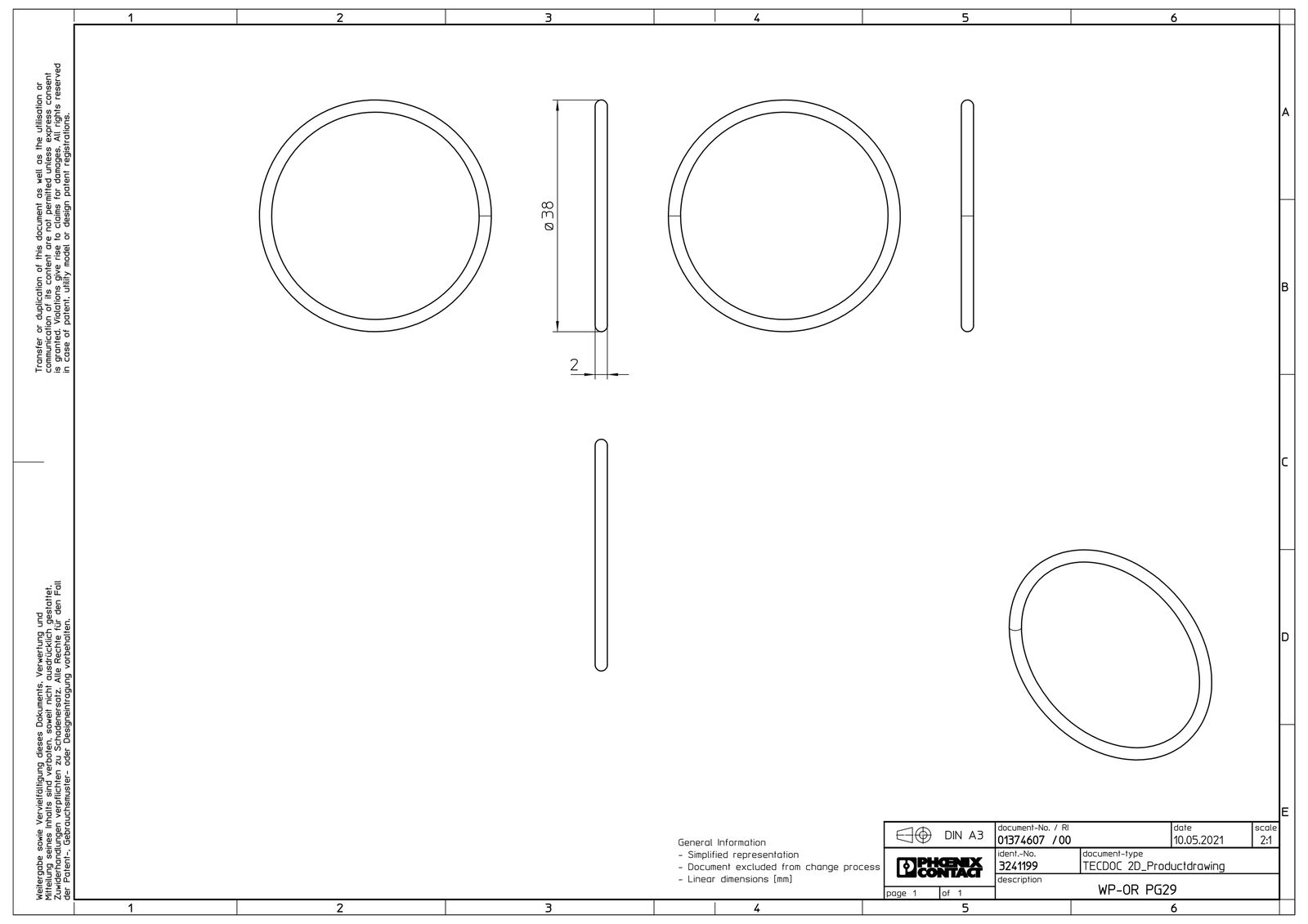Dichtring Kst PG29 1,5mm 1Durchf