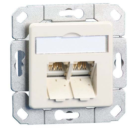 Anschlussdose Cat6A net-works 2xRJ45 LSA Kanaleinb Bodentank/Unterflur rws schräg