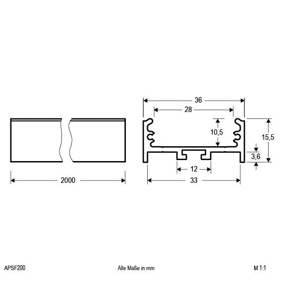 Alu-Profil alu L2000mm
