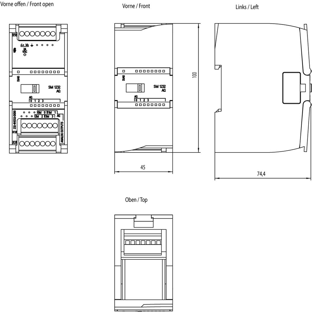 SPS-Analoges E/A-Modul 4Ausg Ausg.Spg Spannung Strom Schraub