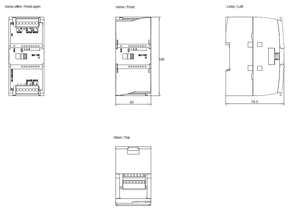 SPS-Analoges E/A-Modul 4Eing Eing.Strom Spannung Schraub