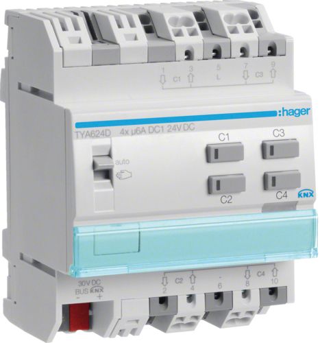 Jalousieaktor KNX REG 4f 6A Handbedien Vor Ort-/Handbedienung