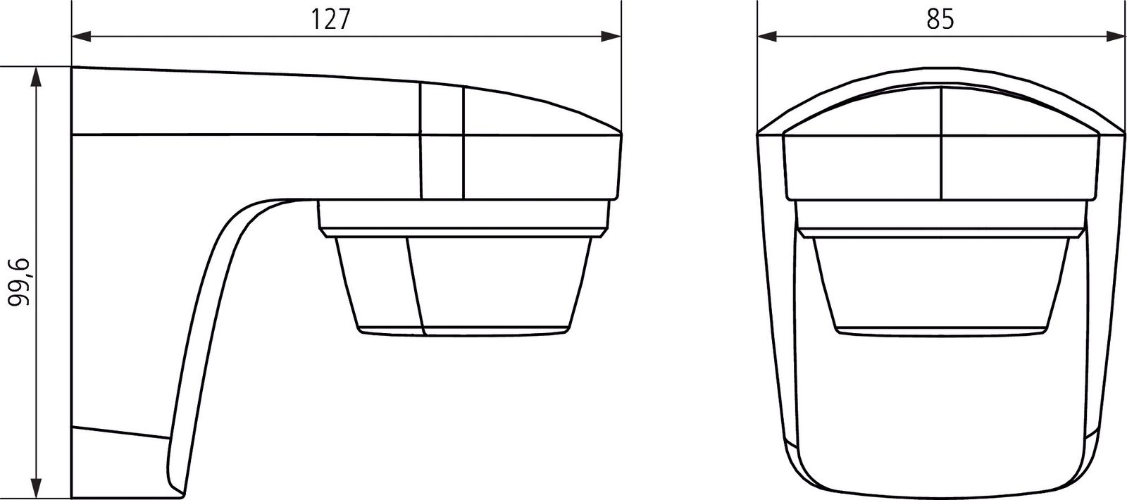 Bewegungsmelder AP 0-150° 230V sw mt IP55 2300W