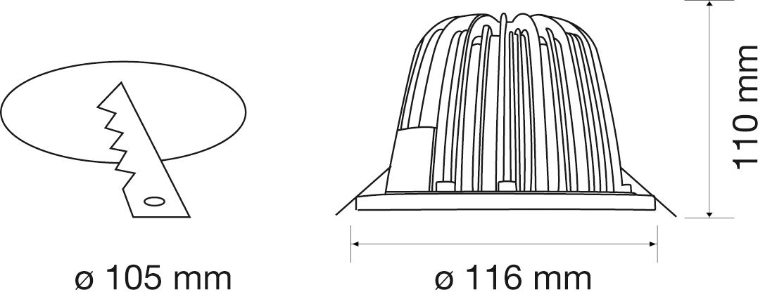 LED-Einbaustrahler 14W CALA 3000K 1176lm Konv 1LED Alu IP43 ws mt RF:hochglänzend