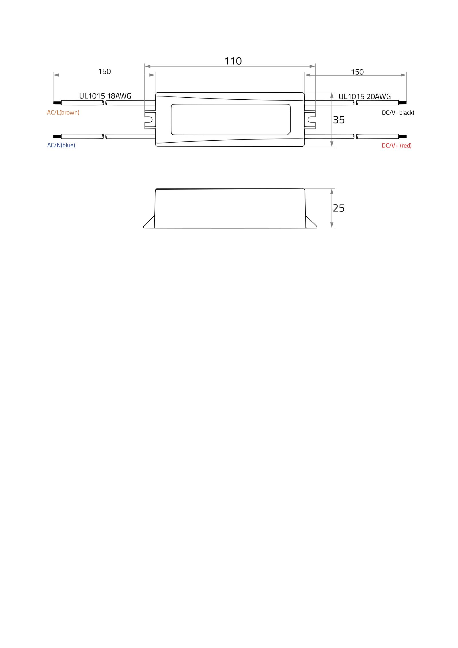 LED-Trafo 9,1-14,7W 350mA 42V IP64 dyn Kstgeh 110x35x25mm