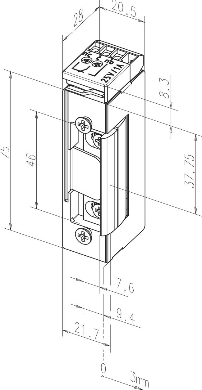 Türöffner 8-16V UC li/re Arbeitsstrom EB Einb Standardtüröffner