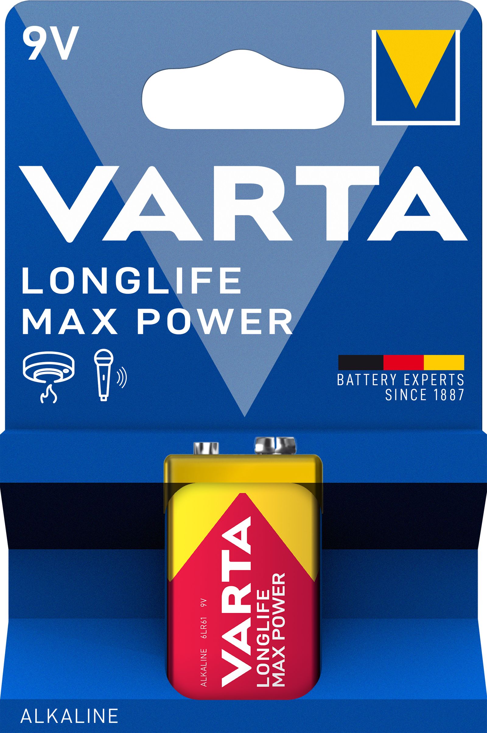 Batterie Block 9V Longlife MAX POWER 6 AM6 6 AM6 6LR61 580mAh AL-MN