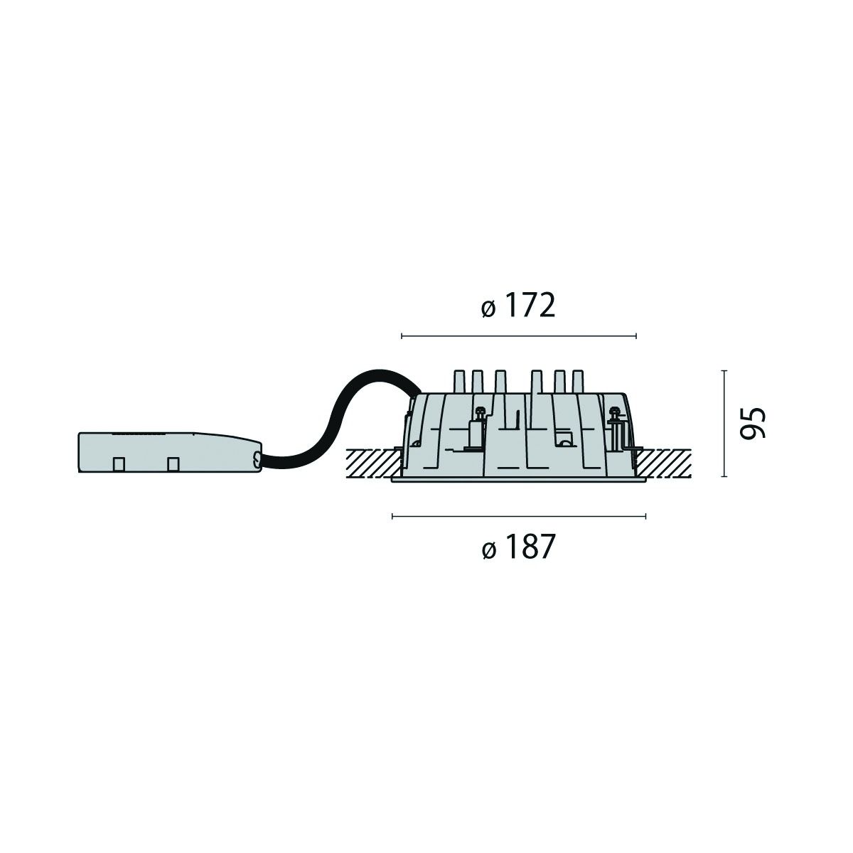 LED-Einbaustrahler 13W DL185 4000K 960lm Konv 1LED Alu IP54 ws mt RF:matt
