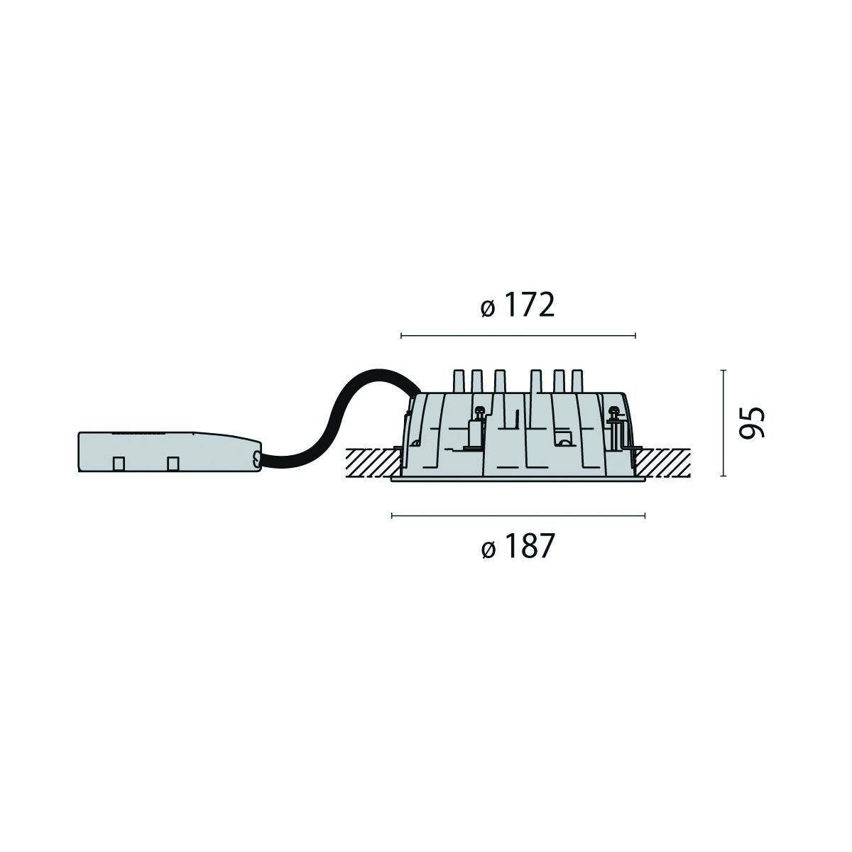 LED-Einbaustrahler 24W DL185 4000K 1LED 1550lm Konv Alu IP54 ws mt RF:matt