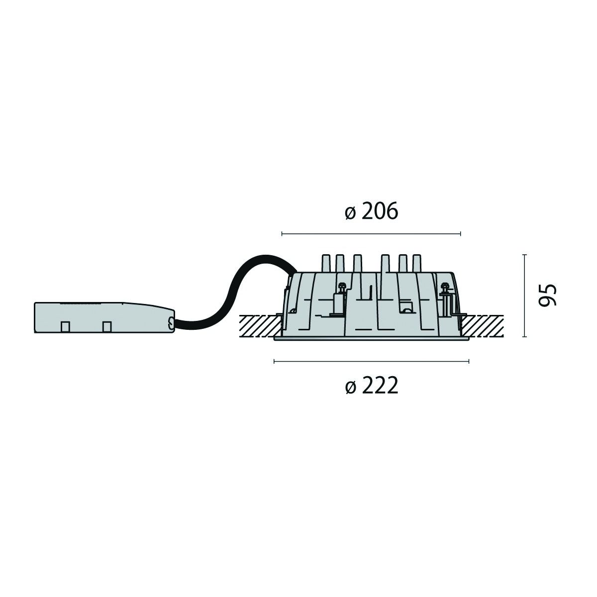 LED-Einbaustrahler 16W DL220 3000K 2LEDs 1450lm Konv Alu IP54 ws mt RF:matt