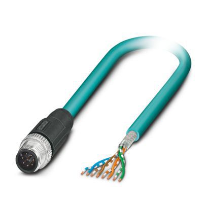 Patchkabel Cat5E SF/UTP IP65 5m bl M12 RJ45 Ölbeständig nach EN IEC 60811-404