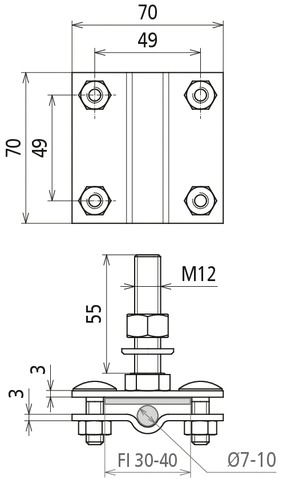 Anschlussklemme Ø7-10mm V2A unbeh Edelstahl (V2A) SKT-Schr