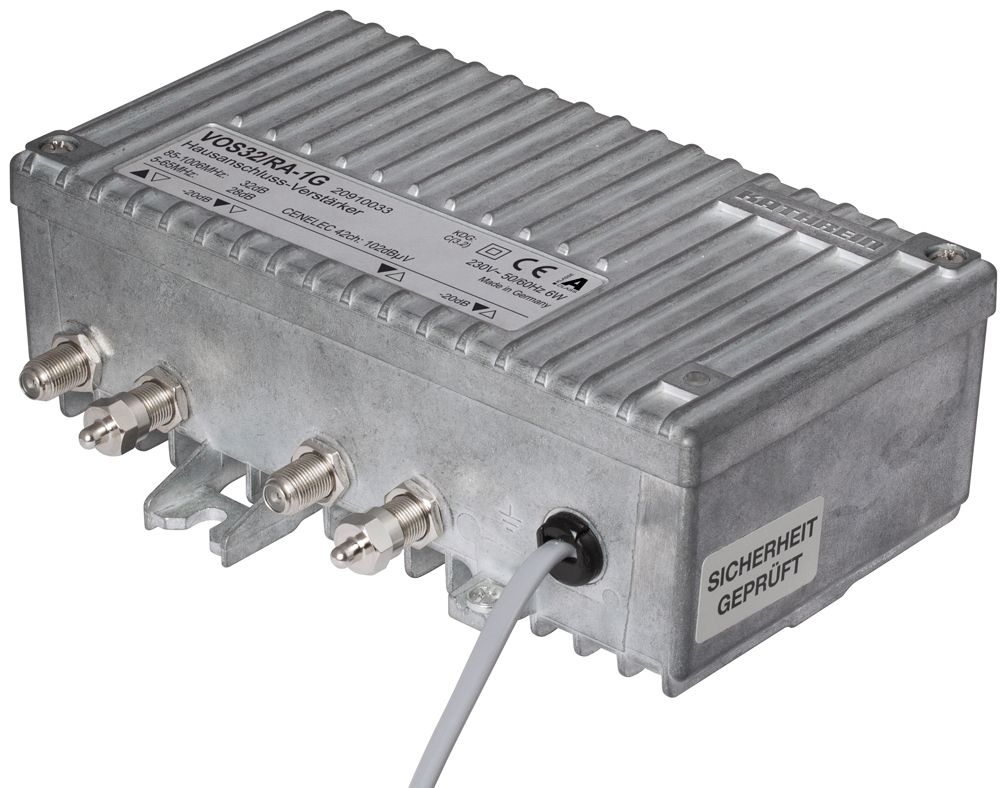 Hausanschlussverstärker 1Eing 1Ausg 32dB 28dB/Rück F-Conn eingeb 5 - 65 MHz