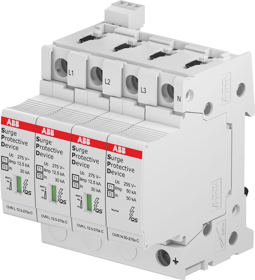 Überspannungsableiter Netzform-TN-S 4TE 230VAC 1,25kV Hutschiene TH35 20kA opt
