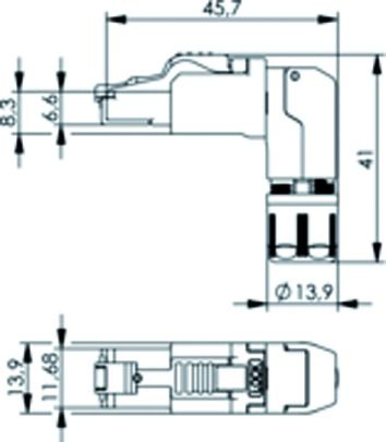 Modular-Stecker Cat6 RJ45 27-22AWG Litze Schirm massiv