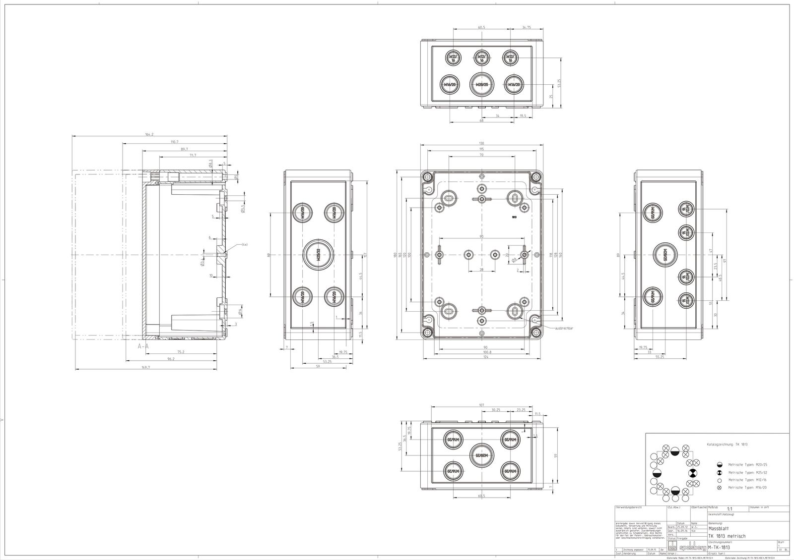 Leergehäuse Kst IP66 B180xH111xT130mm ET97mm geschl