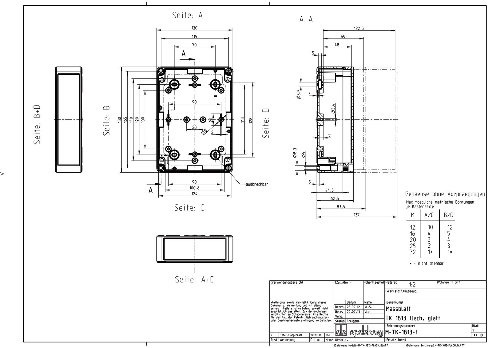 Leergehäuse Kst IP66 B180xH63xT63mm ET48mm geschl