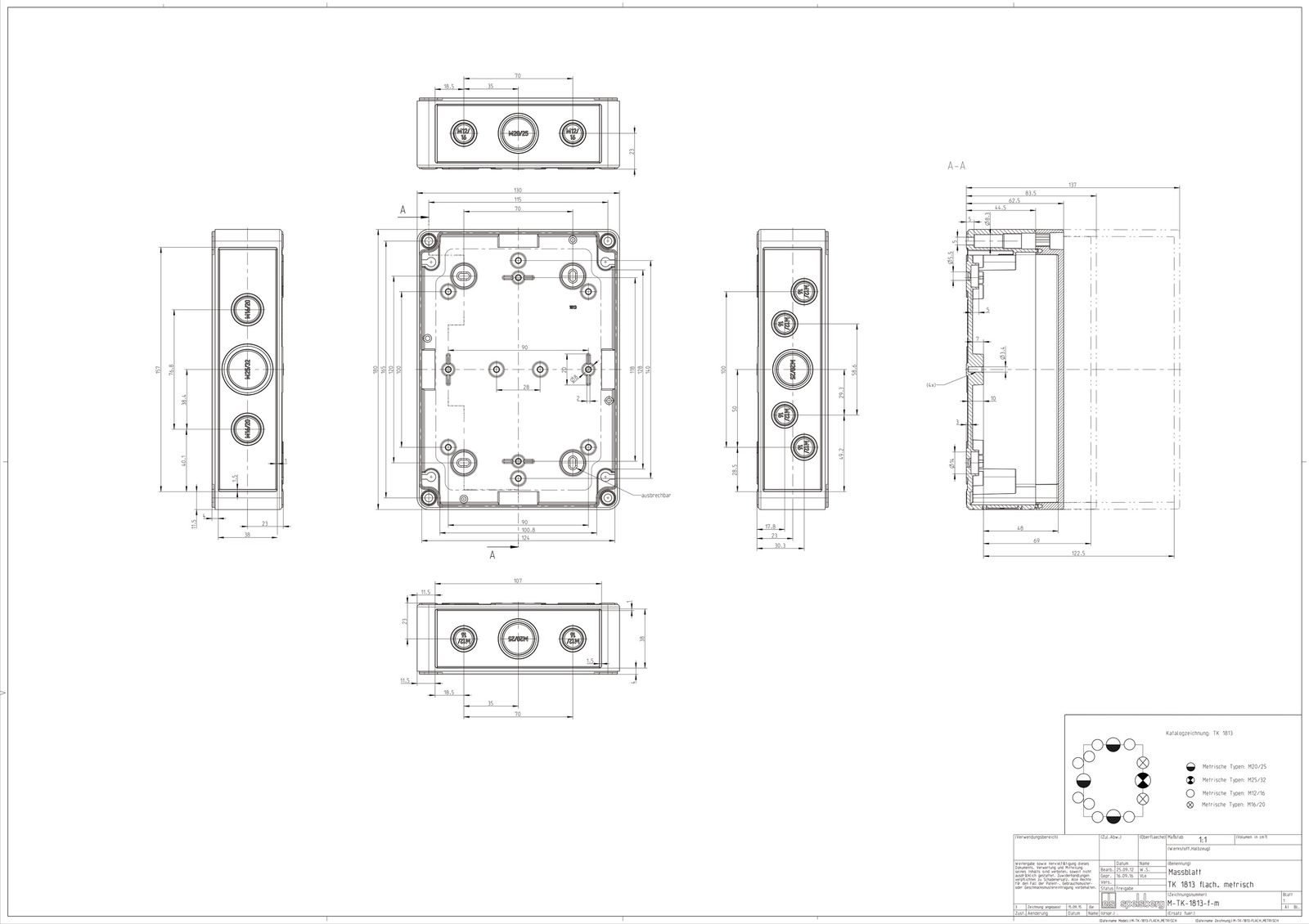 Leergehäuse Kst IP66 B180xH63xT130mm ET48mm geschl