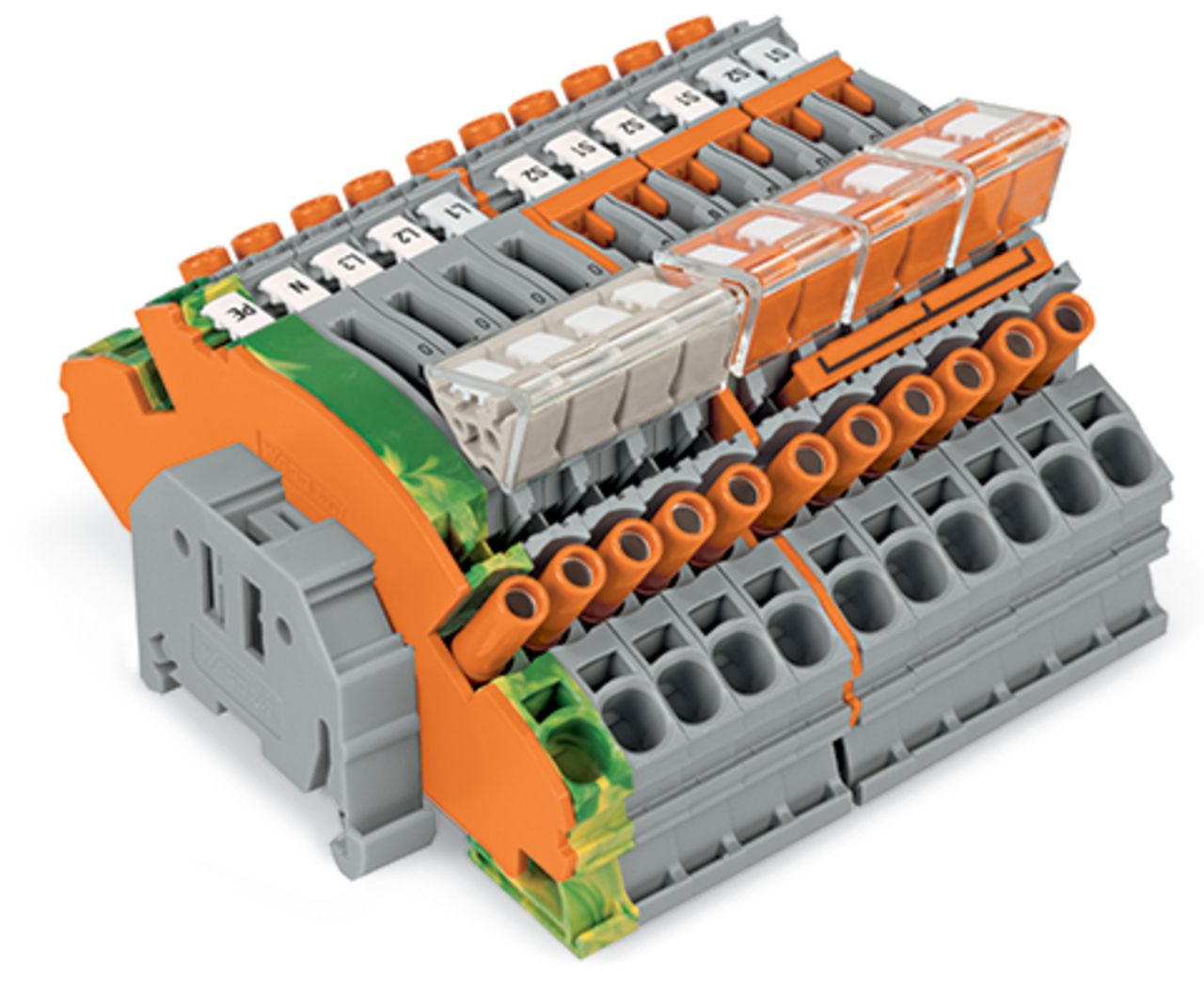 Klemmenblock 10p+PE PA6.6 6qmm TS35 f.Stromwandler