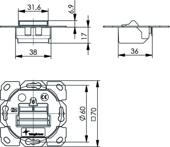 Modulaufnahme net-works 2f IDC Kanaleinb Schneidklemme IDC schräg