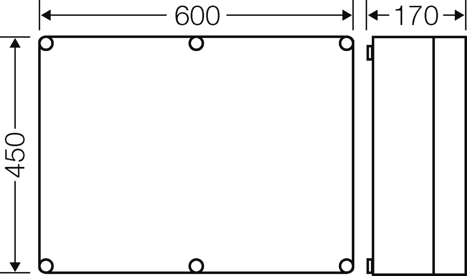 Leergehäuse Kst IP65 B600xH450xT170mm ET146mm geschl