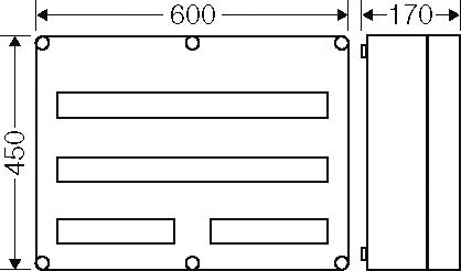 Automatengehäuse AP 3x28TE Kst IP65 REG 600x450x170mm ET93mm