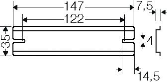Tragschiene ST g/vz L147mm Langl 35/7,5mm Hut_35/7,5mm